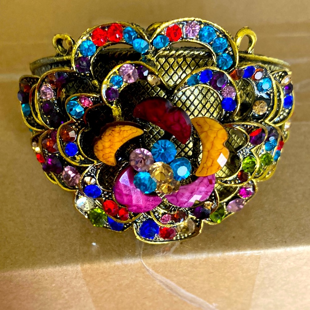 Mixed Gemstone Statement Bracelet - image 1